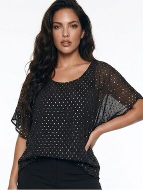 SHOW ME YOUR MUMU | Black & Metallic Gold Dot Cassidy Top Women’s Size Large